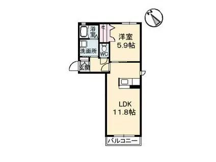 シャーメゾンルシエル(1LDK/2階)の間取り写真