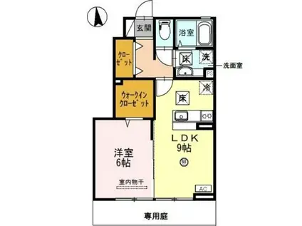 D-ROOMシルクマムA(1LDK/1階)の間取り写真