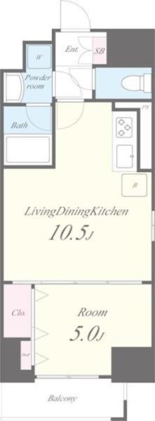 VALENTIA麻布(1DK/12階)の間取り写真