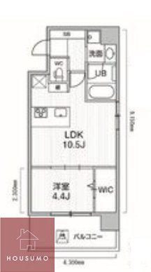 アプリーレ大阪城北(1LDK/2階)の間取り写真
