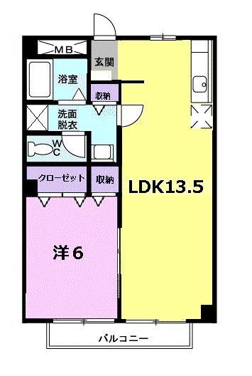 パルネット岡本(1LDK/2階)の間取り写真