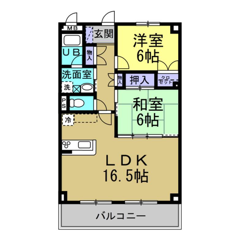 G.Aあおやま(2LDK/2階)の間取り写真