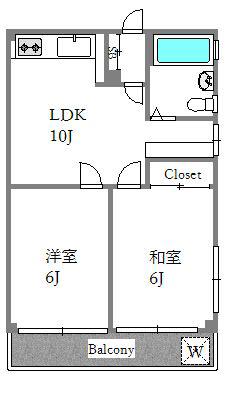 代官山ハイツ(2LDK/6階)の間取り写真