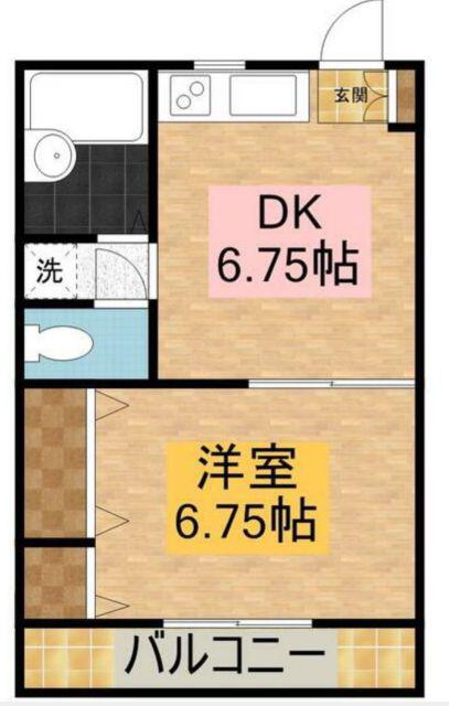扶相ビル(1DK/2階)の間取り写真