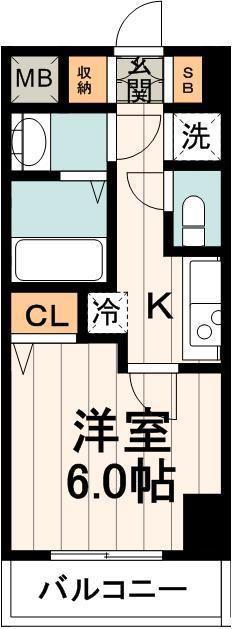 TREACE枝川(1K/6階)の間取り写真