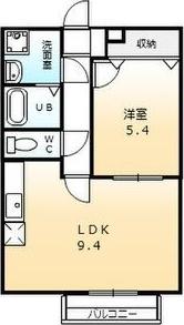 アヴニールT(1LDK/2階)の間取り写真