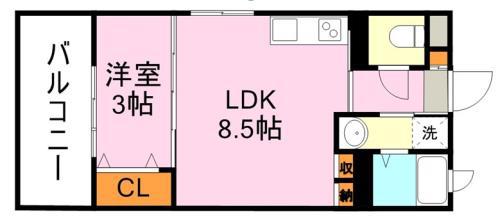 LEAD IN AIS鹿大前(1LDK/2階)の間取り写真