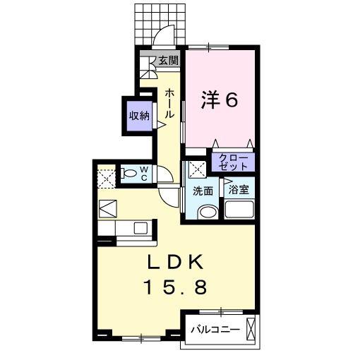 グランデイデアーレC(1LDK/1階)の間取り写真