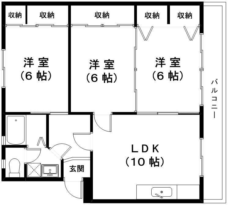 Nハイツ24(3LDK/1階)の間取り写真
