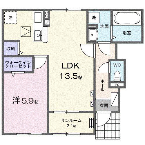 グラン ヴェール(1LDK/1階)の間取り写真