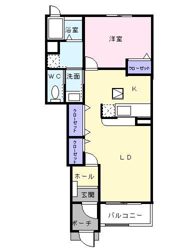 ヴィラフューゲル III(1LDK/1階)の間取り写真