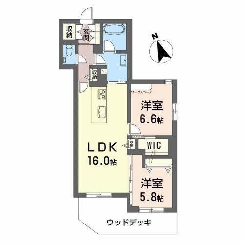 シャーメゾンステージ西草深(2LDK/1階)の間取り写真