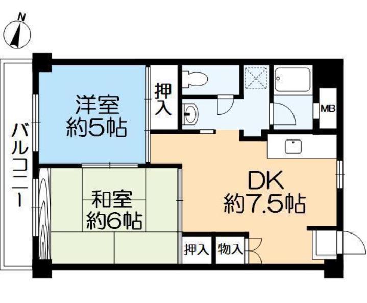 山本興産ビル(2DK/9階)の間取り写真