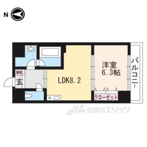 アシェンダ(1DK/3階)の間取り写真