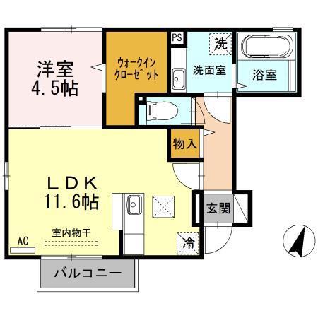 グランステージ上木戸(1LDK/1階)の間取り写真