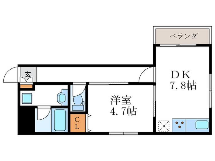フォース桂(1DK/2階)の間取り写真