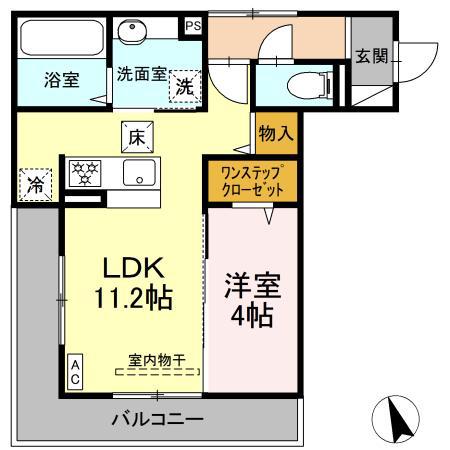 グランドゥール シャトー(1LDK/1階)の間取り写真