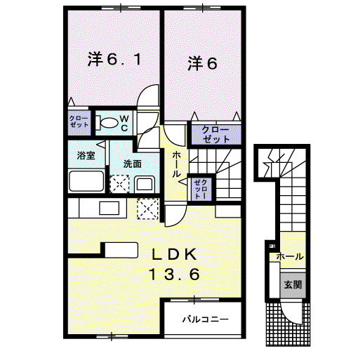 FAIN(2LDK/2階)の間取り写真