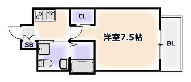 ラシーヌ天王寺町南(1K/2階)の間取り写真