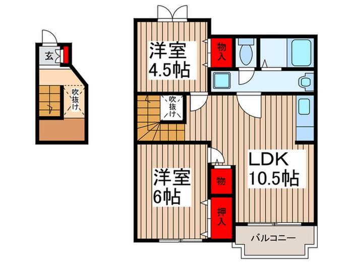 メゾンプラティーク(2LDK/2階)の間取り写真
