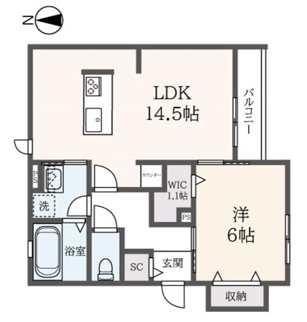 EMIGRANT ウエスト(1LDK/2階)の間取り写真