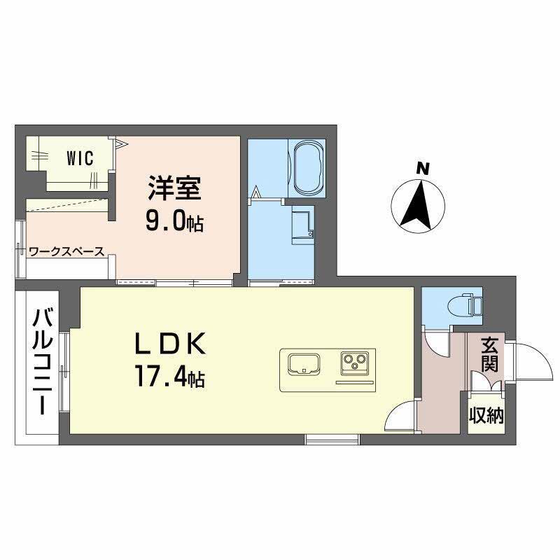 ベレオ万代(1LDK/1階)の間取り写真