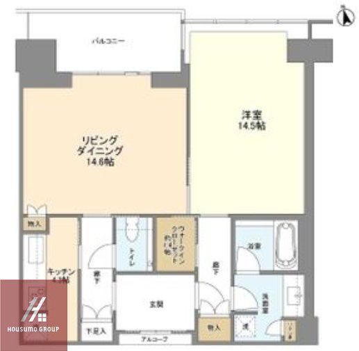 グラングリーン大阪 THE ノース RESIDENCE(1LDK/32階)の間取り写真