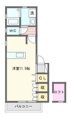 ラピスラズリーC(ワンルーム/1階)の間取り写真