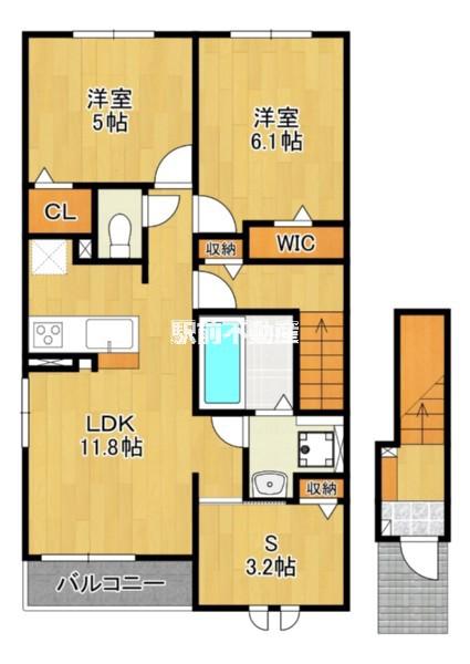 ヒルズ津屋崎I(3LDK/2階)の間取り写真