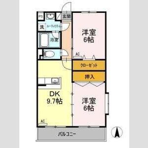 サンルミエール(2DK/1階)の間取り写真
