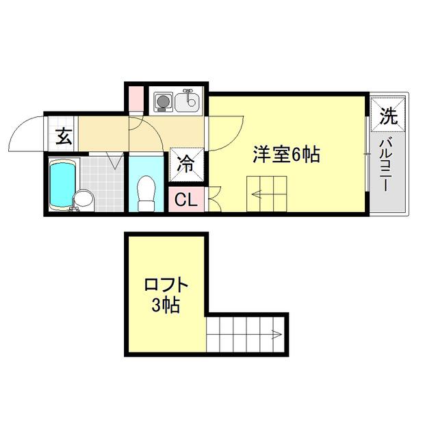 オクトスクエア(1K/2階)の間取り写真