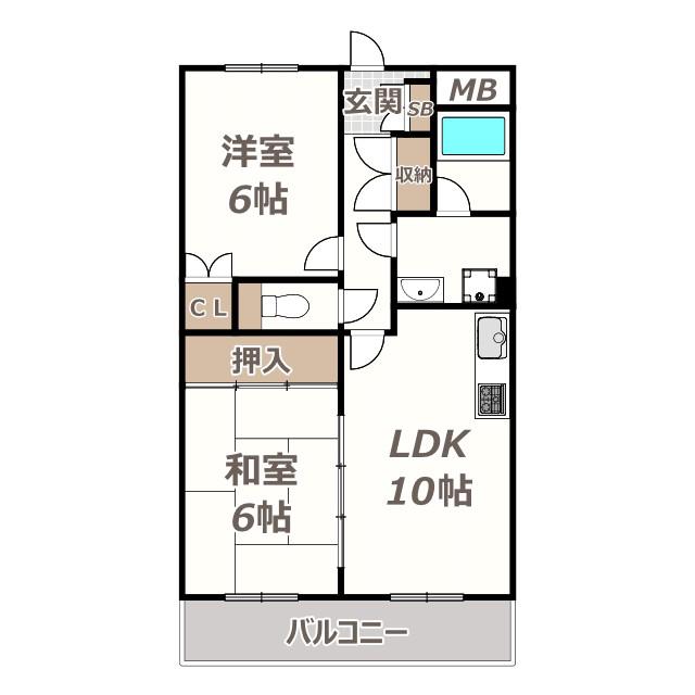 マジョール松崎町(2LDK/1階)の間取り写真