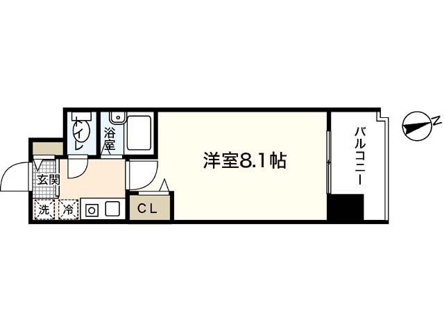 双葉ヒルズ堺町(1K/10階)の間取り写真