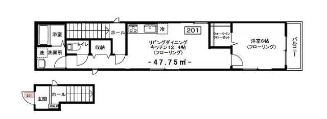 PEACE桜(1LDK/2階)の間取り写真