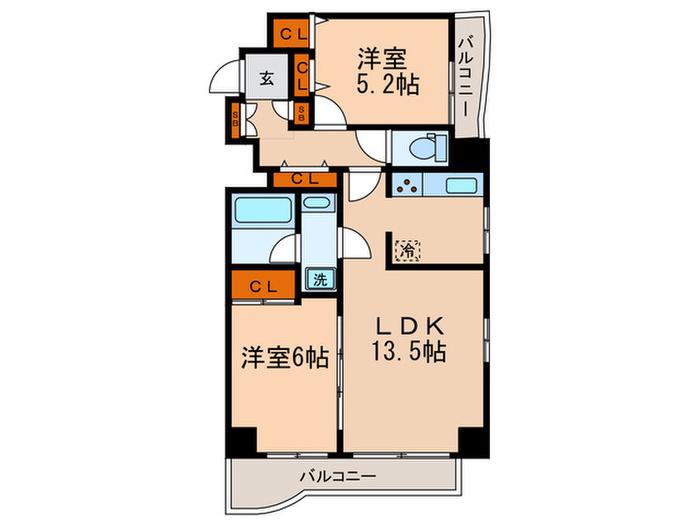 センテニアルタワー(2LDK/9階)の間取り写真
