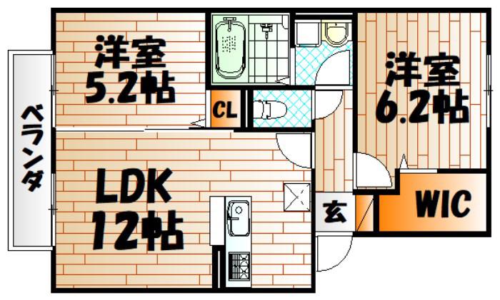 おおくぼの森A棟(2LDK/1階)の間取り写真