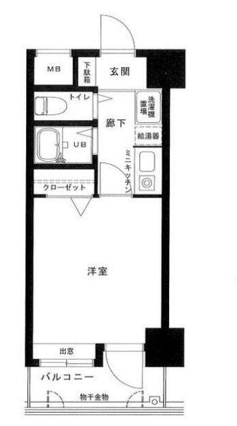 ダイアパレスステーションプラザ武蔵新城(1K/2階)の間取り写真