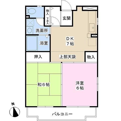 近畿荘(2DK/1階)の間取り写真
