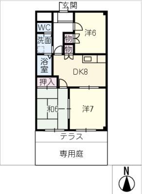 ソシア巽が丘(3DK/1階)の間取り写真