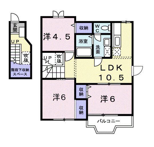 ファンタジー21(3LDK/2階)の間取り写真