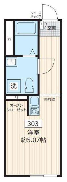 センターテラス(ワンルーム/3階)の間取り写真