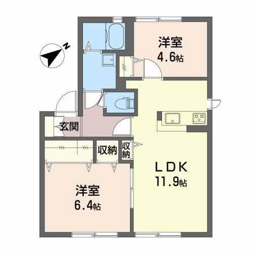 シャンテヴィラ(2LDK/1階)の間取り写真