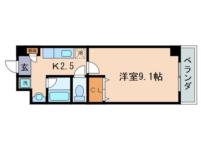 プリエール南草津(1K/3階)の間取り写真