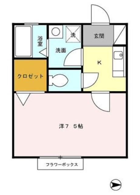 リリーフK(1K/2階)の間取り写真