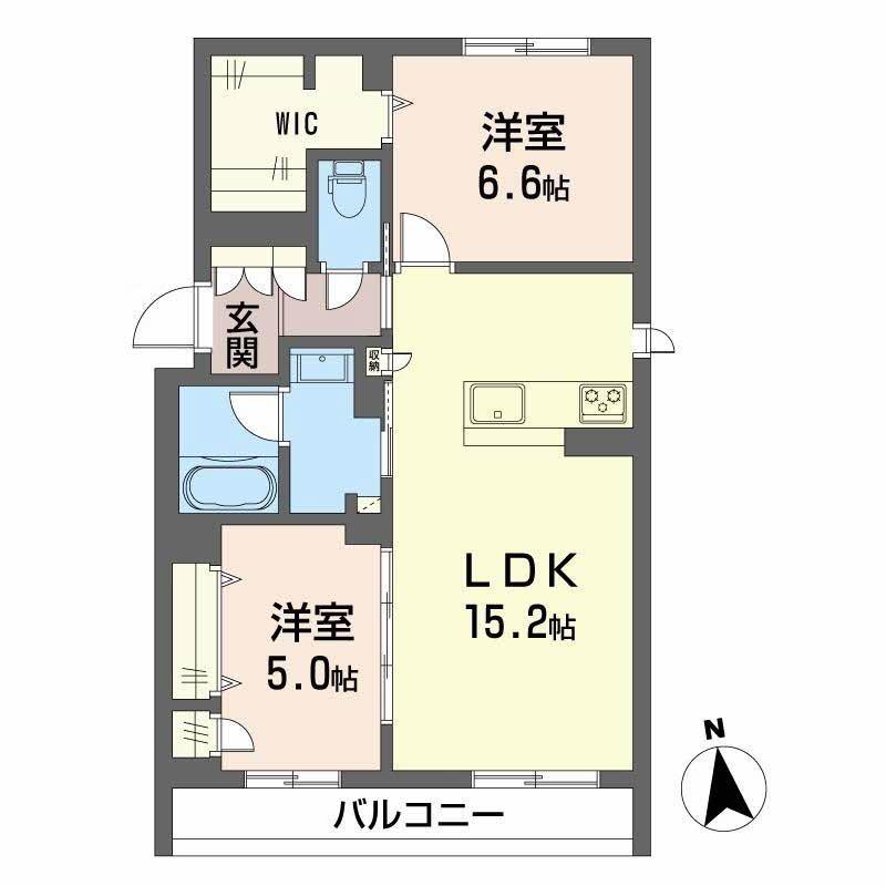 メゾン・ド・ヴァリー上野町(2LDK/1階)の間取り写真