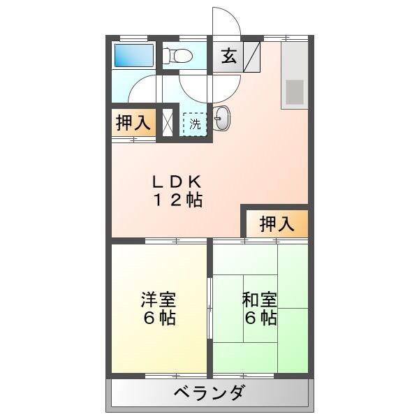 ブランコート2(2LDK/2階)の間取り写真