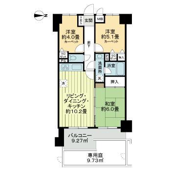 ライオンズガーデン長岡(3LDK/1階)の間取り写真