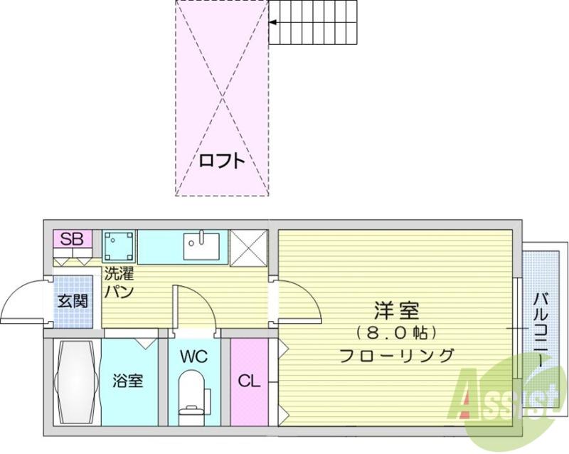 アヴァンセ富沢南壱番館(1K/1階)の間取り写真