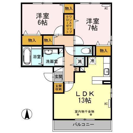 メイユールMSIII(2LDK/3階)の間取り写真