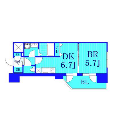 リヴシティ横濱新川町弐番館(1DK/11階)の間取り写真
